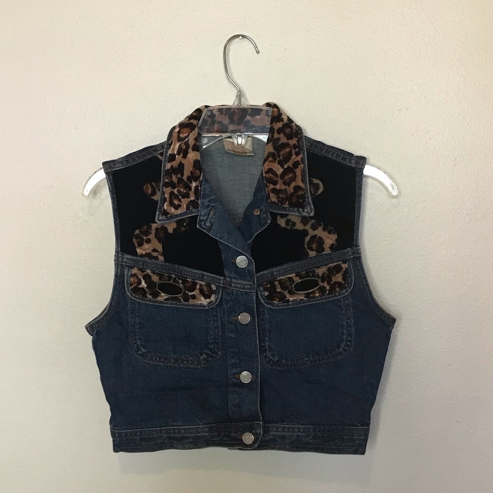Leopard Print Denim Jacket - image 1
